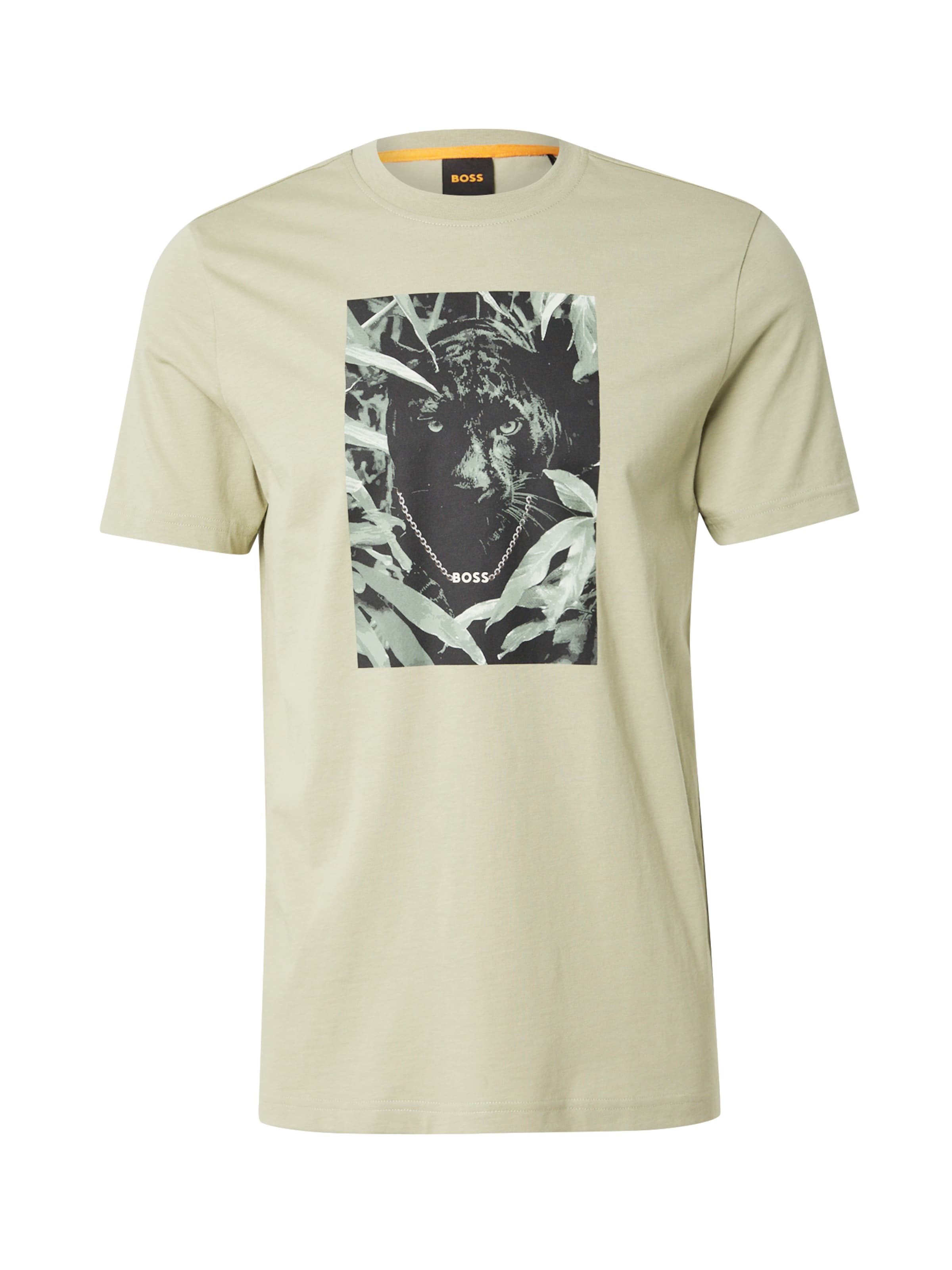 BOSS Тениска 'Animali' в зелено: отпред