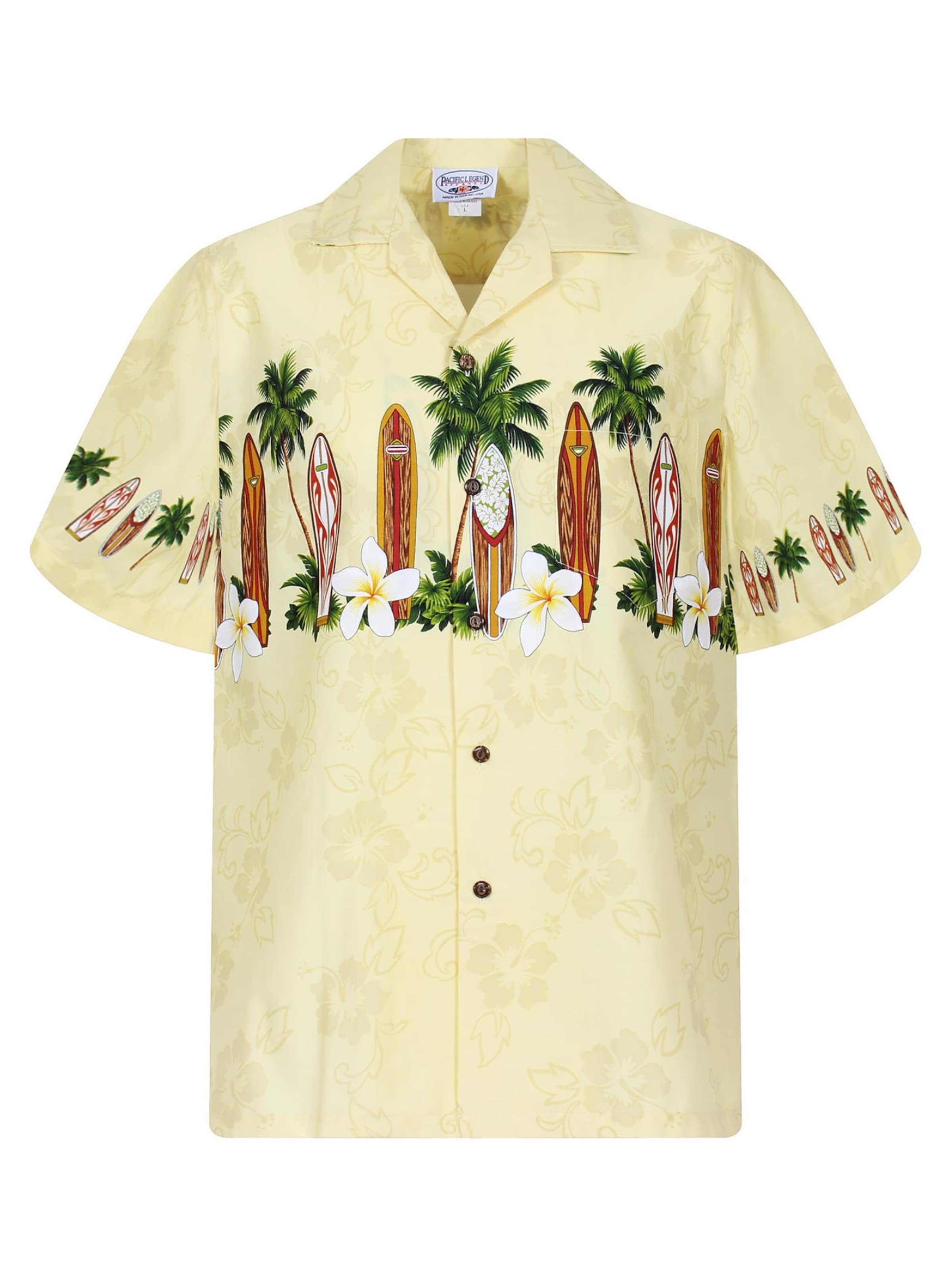Pacific Legend Regular fit Button Up Shirt 'Surfbretter' in Yellow: front