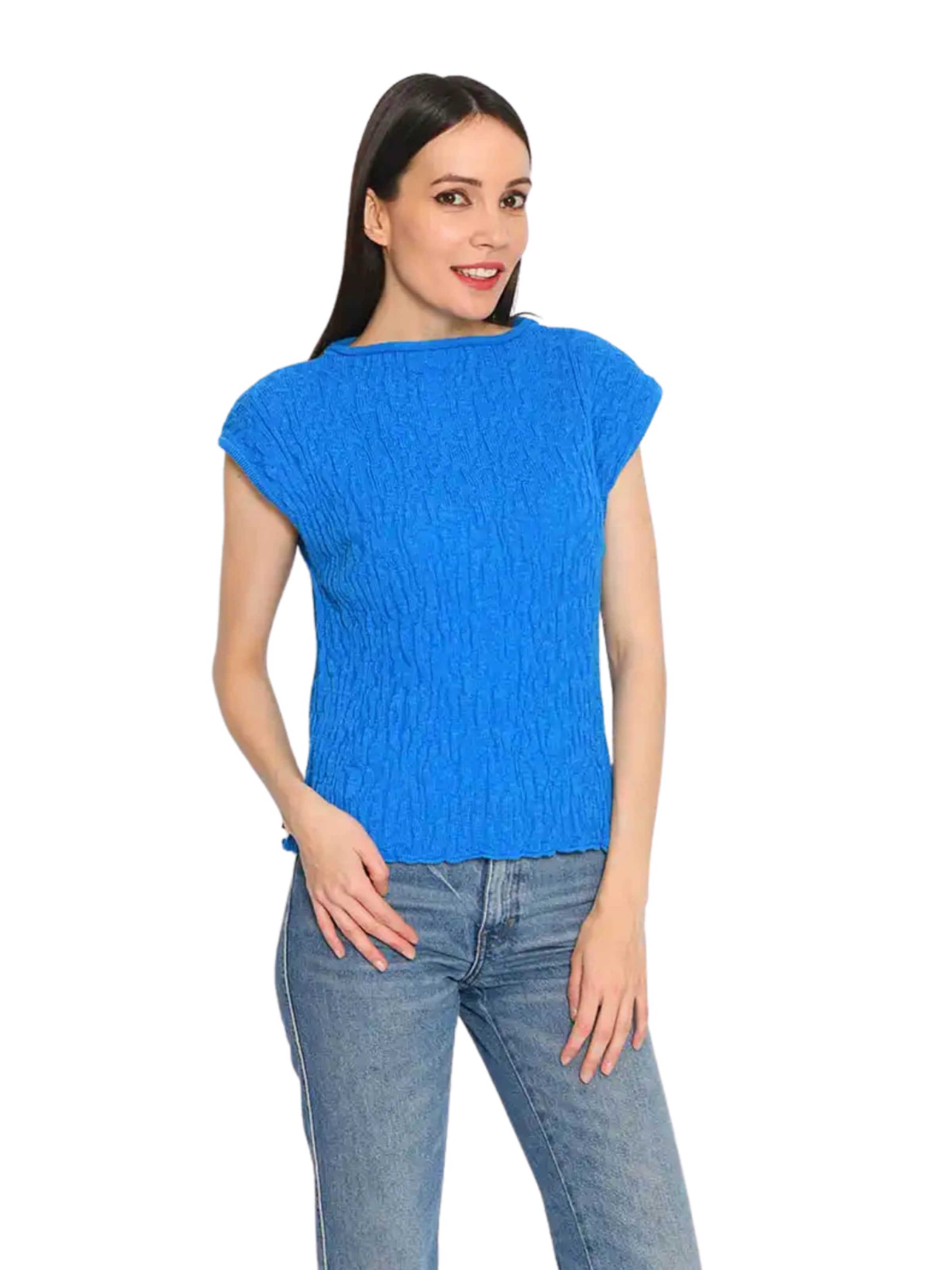 Süel knitwear Sticktop 'Wrinkled Texture'‌‌‌‌ in Blau