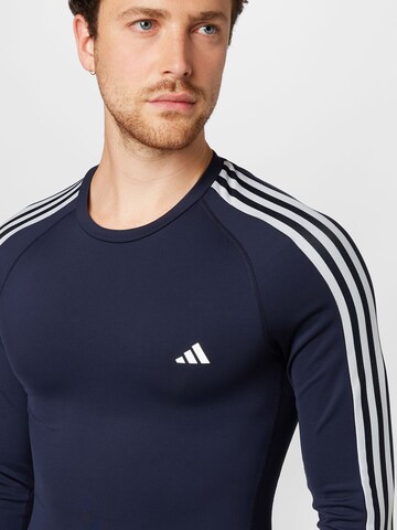 ADIDAS PERFORMANCE Functioneel shirt 'Techfit 3-Stripes ' in Blauw