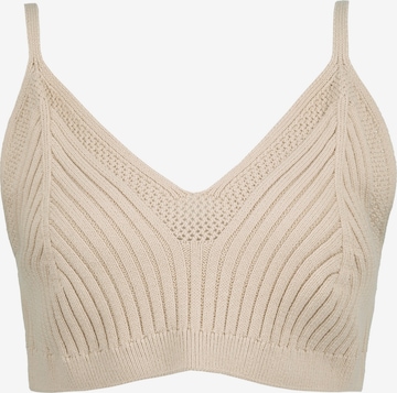 Ulla Popken Sticktop  (GOTS) in Beige: predná strana