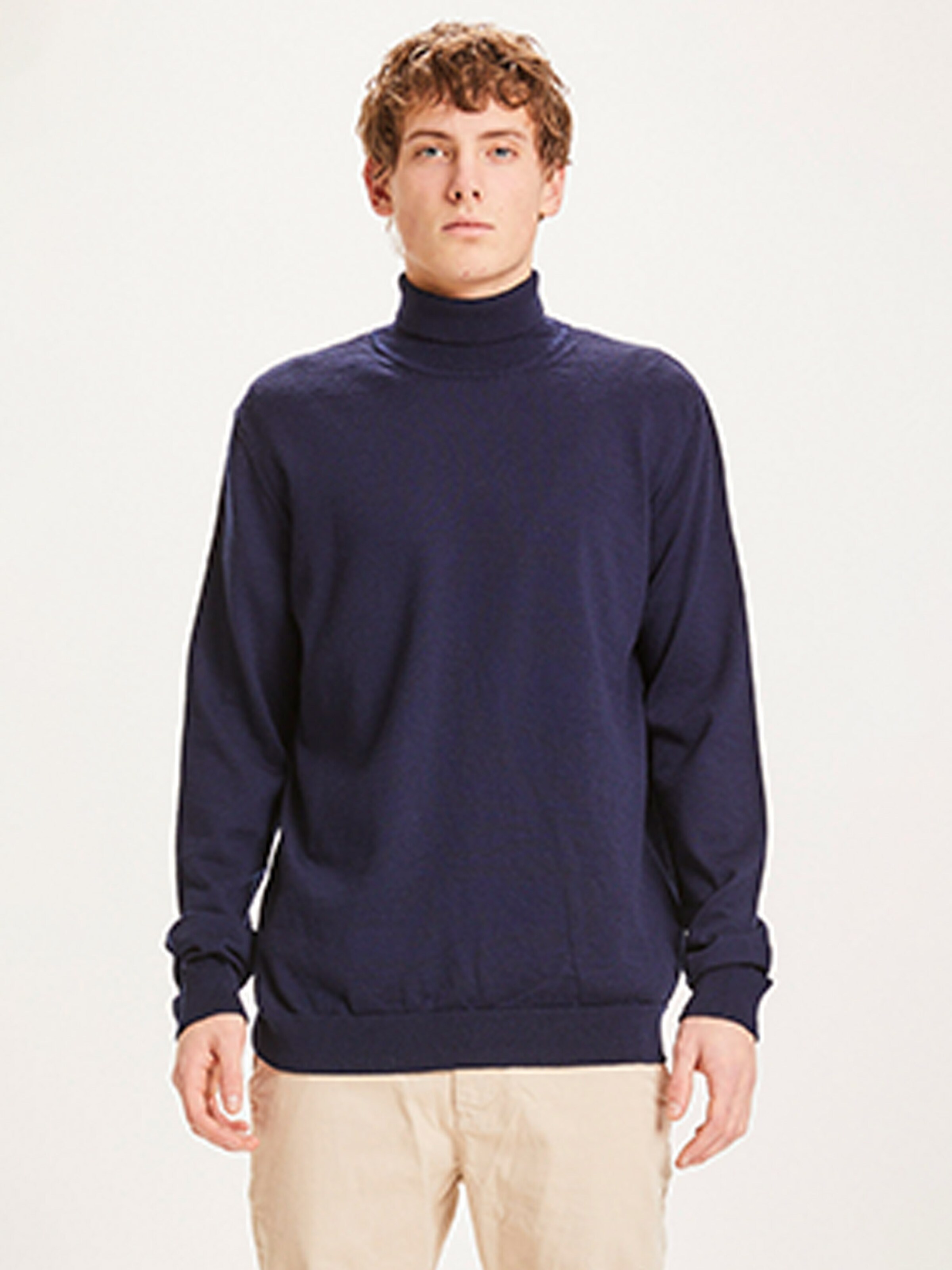 Männer Pullover & Strick KnowledgeCotton Apparel Accessoires ' FORREST roll neck merino wool knit ' in Dunkelblau - MD72834 Männer Pullover & Strick KnowledgeCotton Apparel Accessoires ' FORREST roll neck merino wool knit ' in Dunkelblau - MD72834