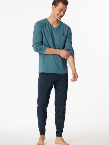 SCHIESSER Pyjama lang ' Casual Essentials ' in Blauw: voorkant