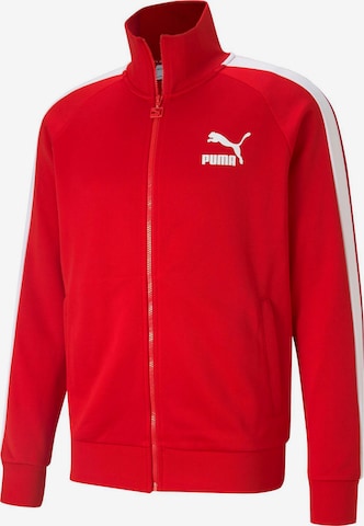 PUMA Sweatvest 'Iconic T7' in Rood: voorkant