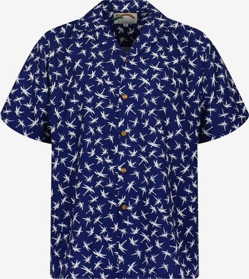 Paradise Found Hemd 'Tom Selleck Dragonfly' in Blau: Vorderseite