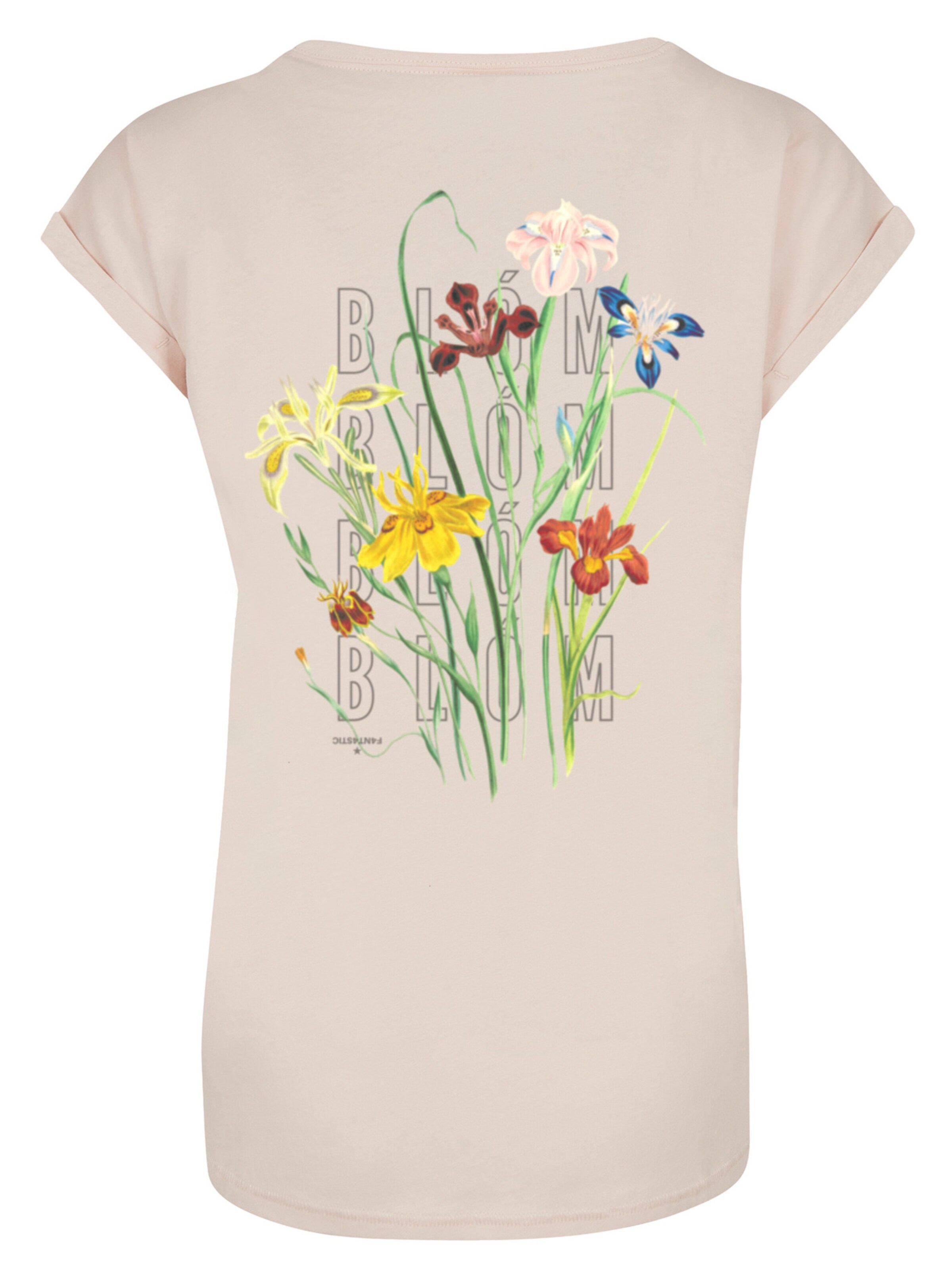 T-shirt 'Blóm Blumenstrauss' F4NT4STIC en beige