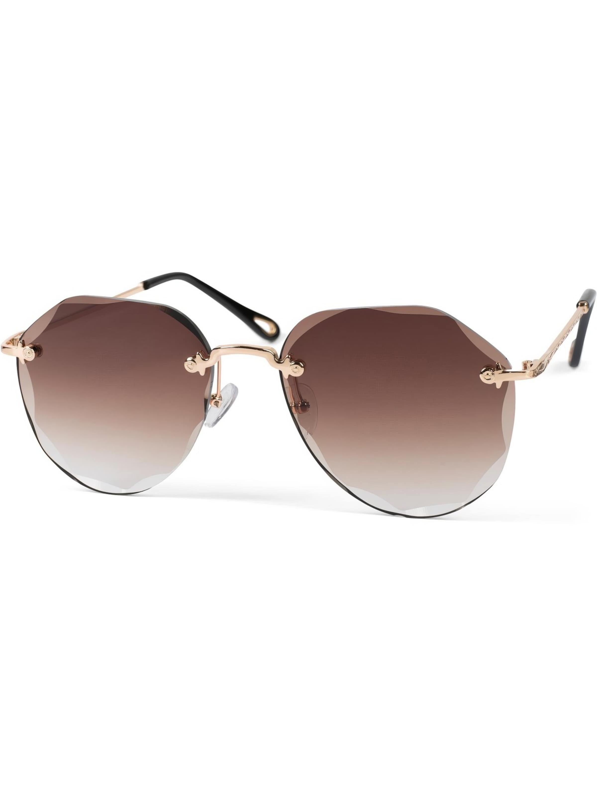 styleBREAKER Sunglasses 'Rahmenlose Piloten Sonnenbrille mit Diamant Schliff' in Brown: front