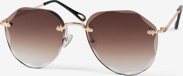 styleBREAKER Sunglasses 'Rahmenlose Piloten Sonnenbrille mit Diamant Schliff' in Brown: front