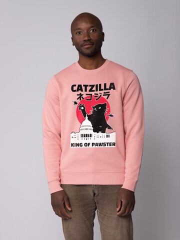 Sweat-shirt 'Catzilla' Watapparel en rose : devant