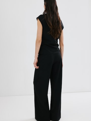 MANGO Wide leg Broek 'CANDELO' in Zwart