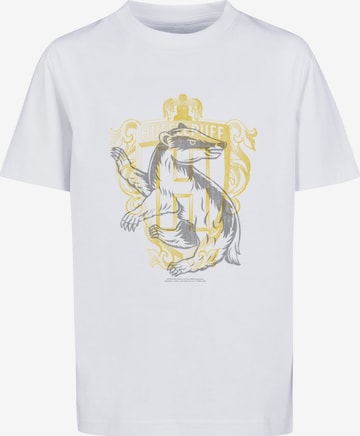Maglietta 'Harry Potter Hufflepuff Budger Crest' di F4NT4STIC in bianco: frontale
