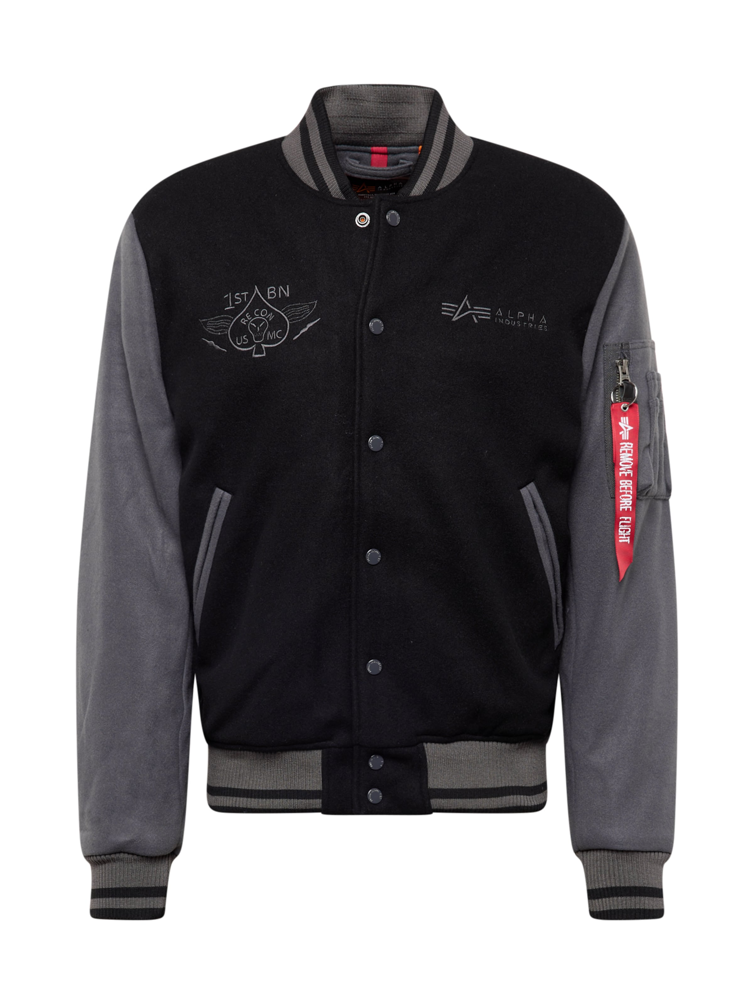 ALPHA INDUSTRIES Jacke 'Varsity Air Force' in Schwarz: Vorderseite