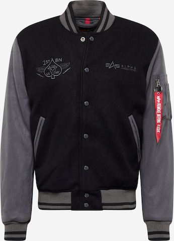ALPHA INDUSTRIES Between-Season Jacket 'Varsity' in Black: front