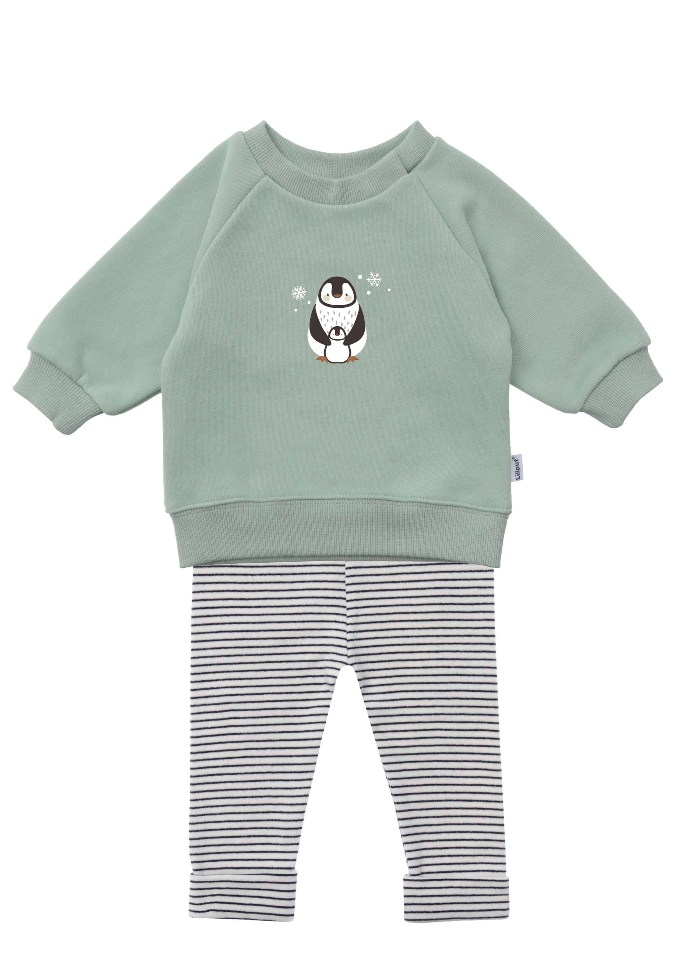 LILIPUT Sweatshirt und Hose 'Pinguin' in Grün: Vorderseite