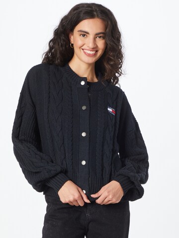 Tommy Jeans Knit Cardigan in Black: front