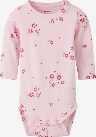 NAME IT Dječji bodi 'NBFNALLINA' veličine 56 u svijetlozelena / rosé / trešnja crvena, Pregled proizvoda