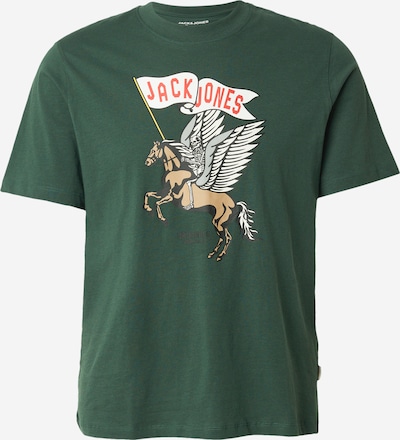 Marškinėliai 'JORHOLIDAY' iš JACK & JONES, spalva – tamsiai žalia / ryškiai raudona / juoda / balta, Prekių apžvalga