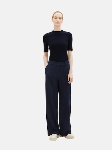 TOM TAILOR Loose fit Trousers with creases 'Lea' in Blue