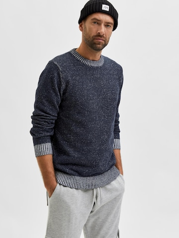 SELECTED HOMME Pullover 'Marled' in Blau