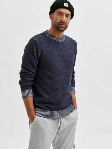 SELECTED HOMME Pullover 'Marled' in Blau