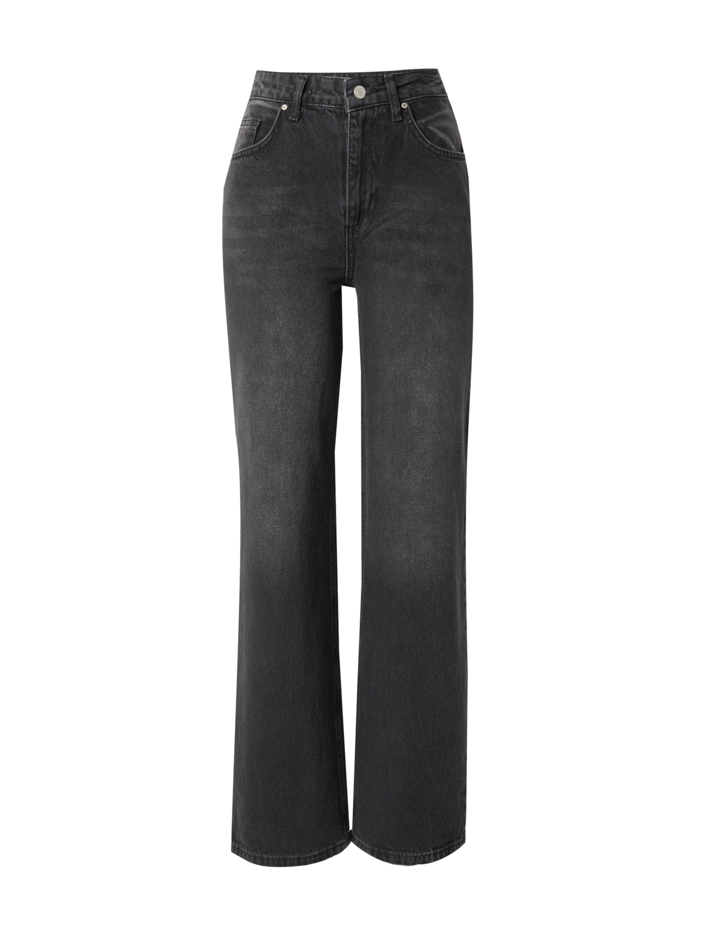 Trendyol Voľný strih Džínsy - Čierna: predná strana