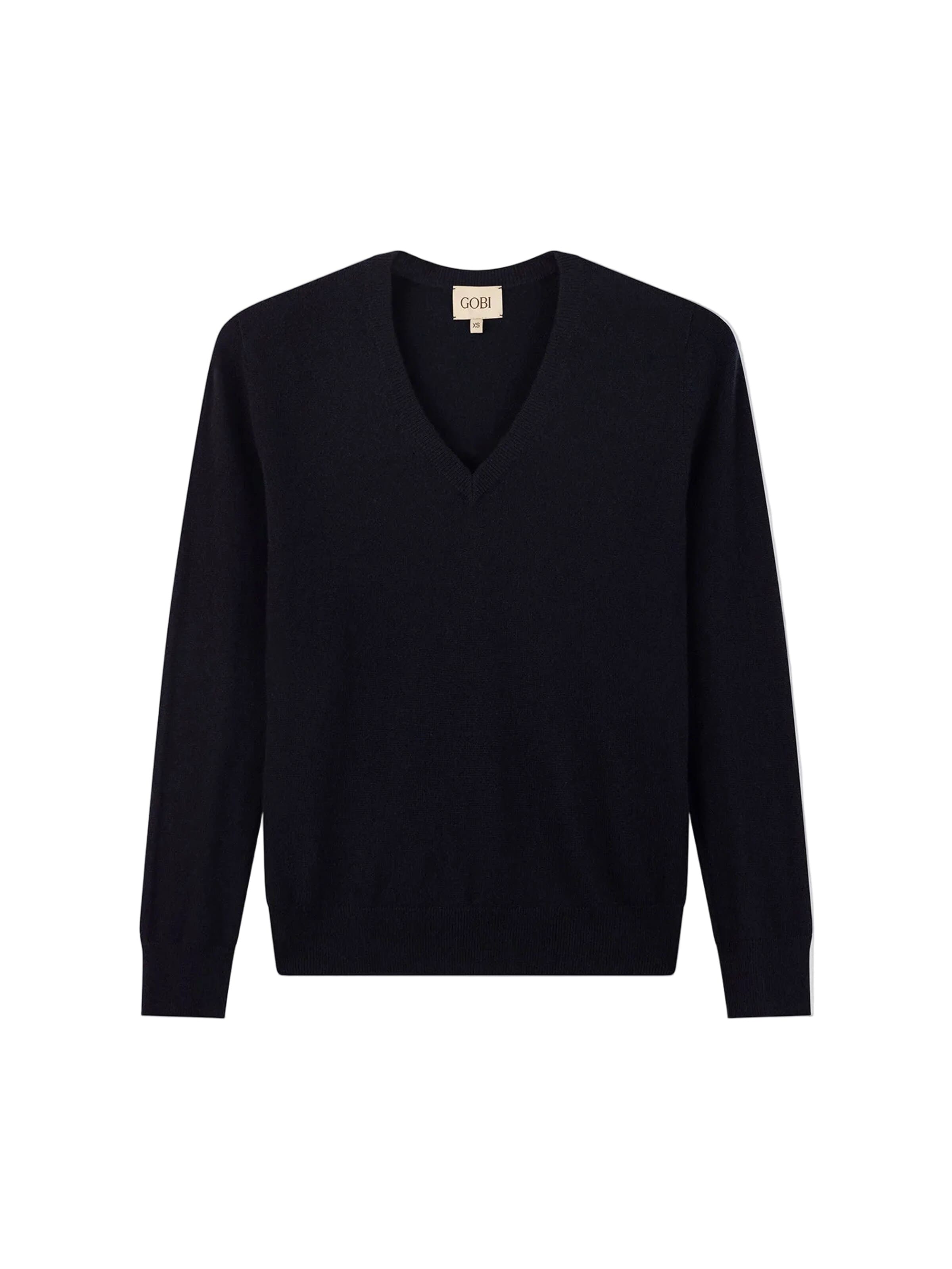 GOBI Cashmere - Jersey 'Women's Timeless Cashmere V-Neck Sweater' en azul: frente