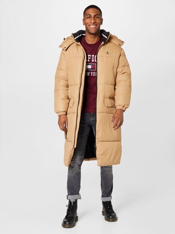 Calvin Klein Jeans Winterjas in Beige: voorkant