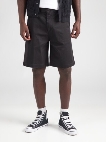 JACK & JONES Loosefit Lærredsbukser 'JPSTBill' i sort: forside