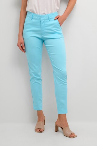 Coupe slim Pantalon chino 'Lea ' Kaffe en bleu : devant