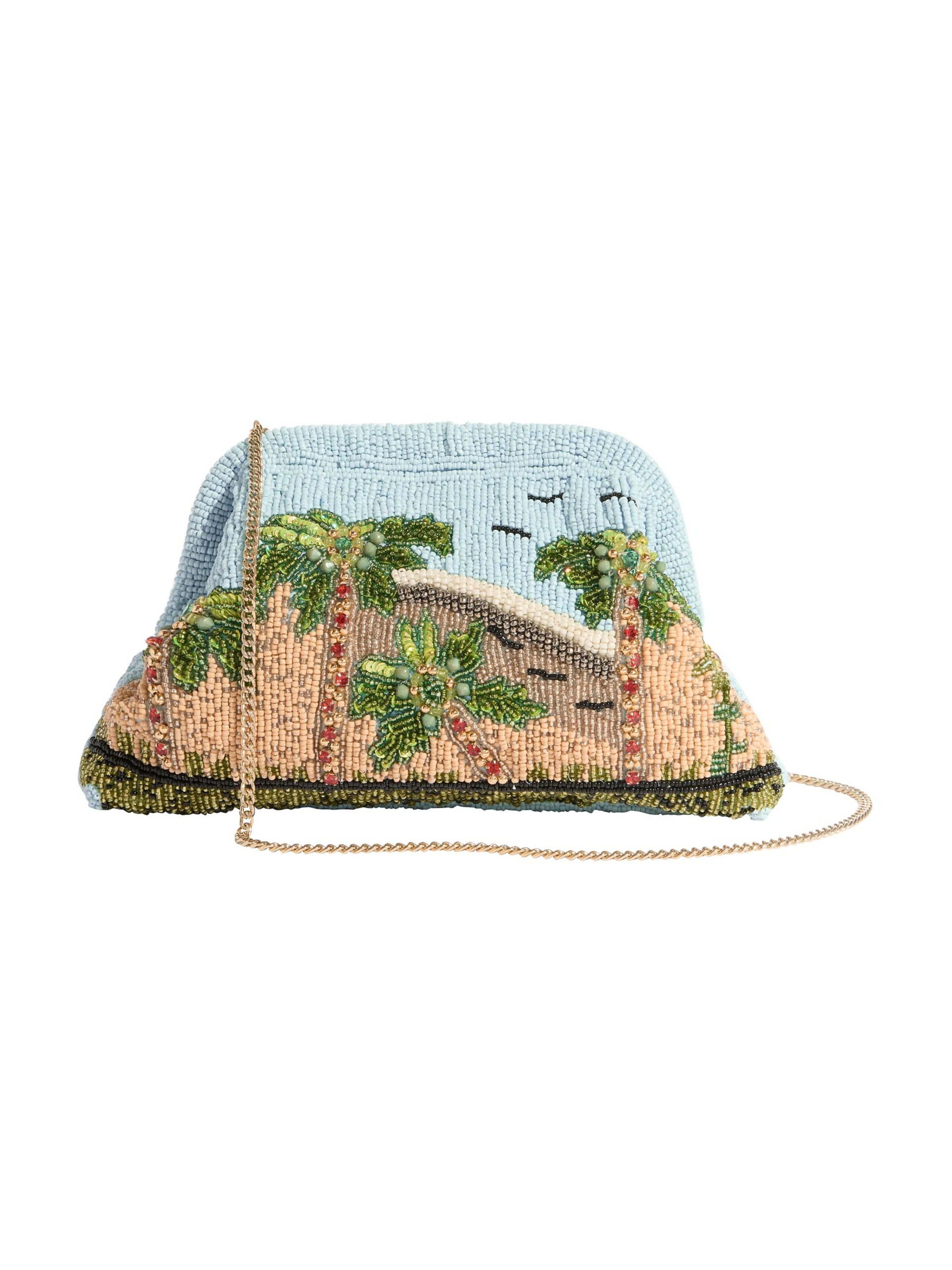 love & roses - Bolso de noche en azul: frente