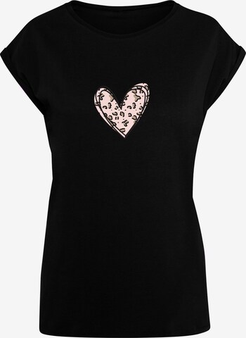 Merchcode Shirt 'Valentines Day - Leopard Heart' in Black: front