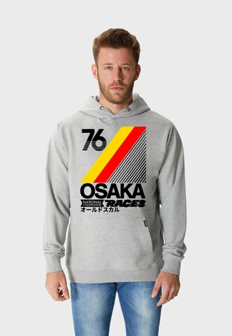 Oldskull Kapuzensweatshirt 'Retro Japan City' in Grau: Vorderseite