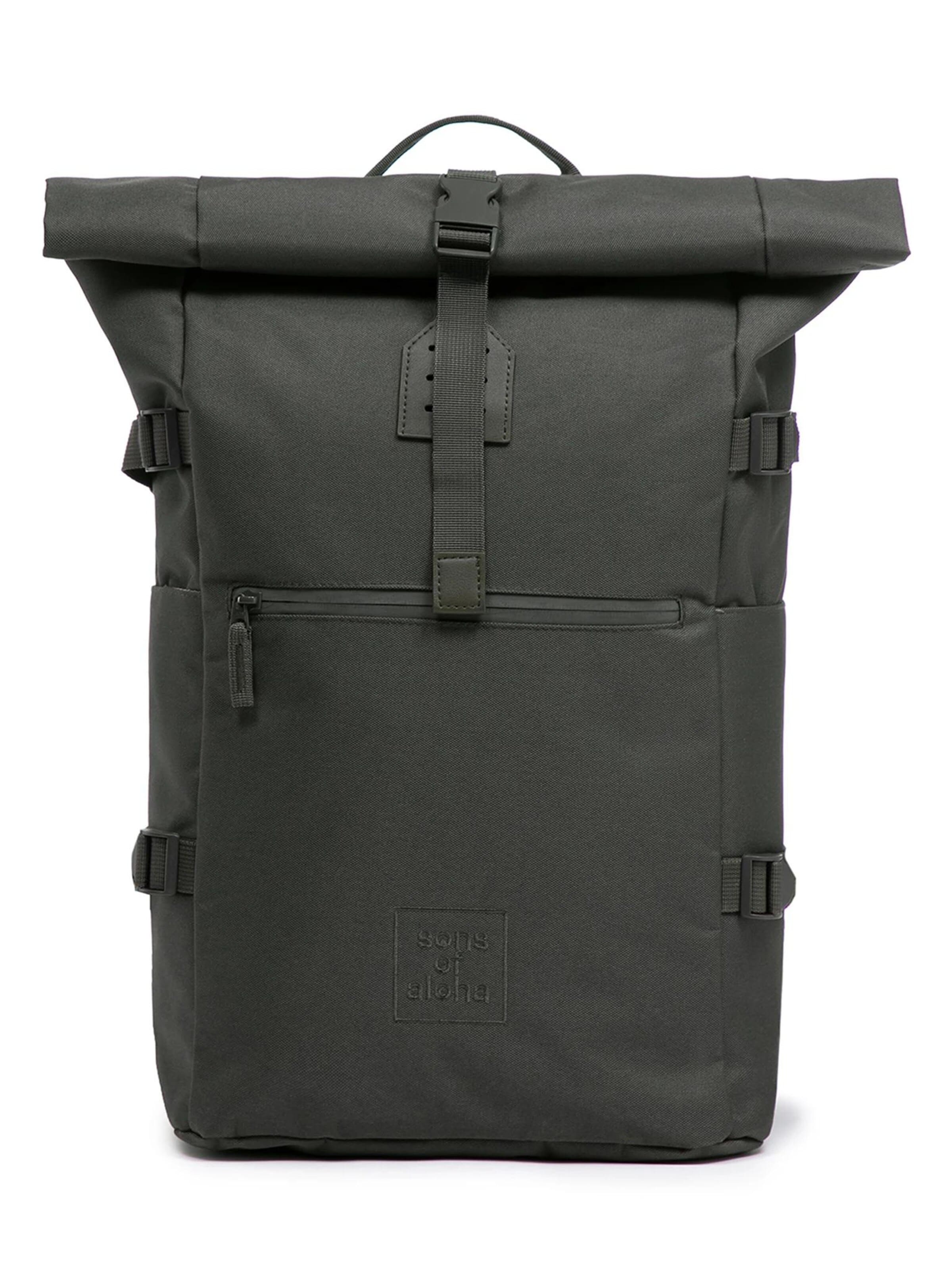 SONS OF ALOHA Backpack 'XL RollTop Rucksack KANE erweiterbar' in Green: front