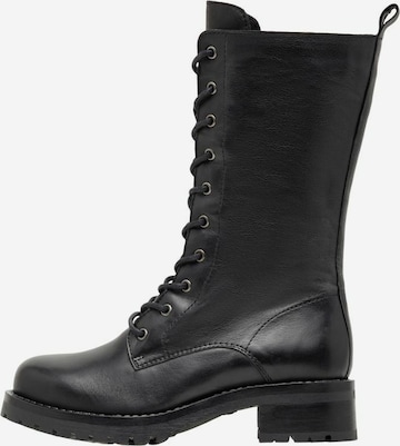 Bianco Lace-Up Ankle Boots in Black: front