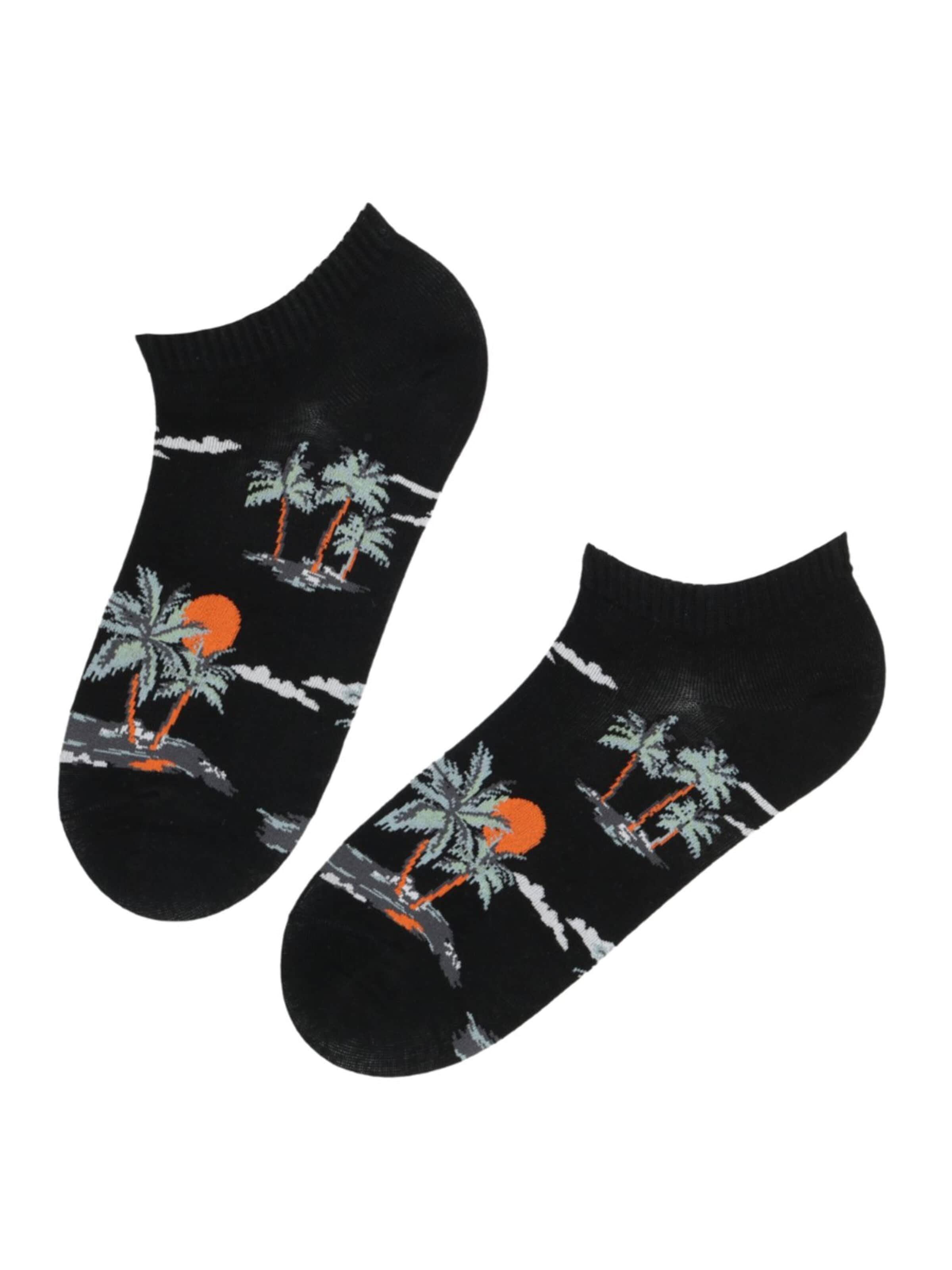 Chaussettes 'TROOPIKA palm island low-cut socks' Sokisahtel en noir : devant