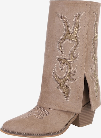 Ital-Design Cowboystiefel in Braun: Vorderseite