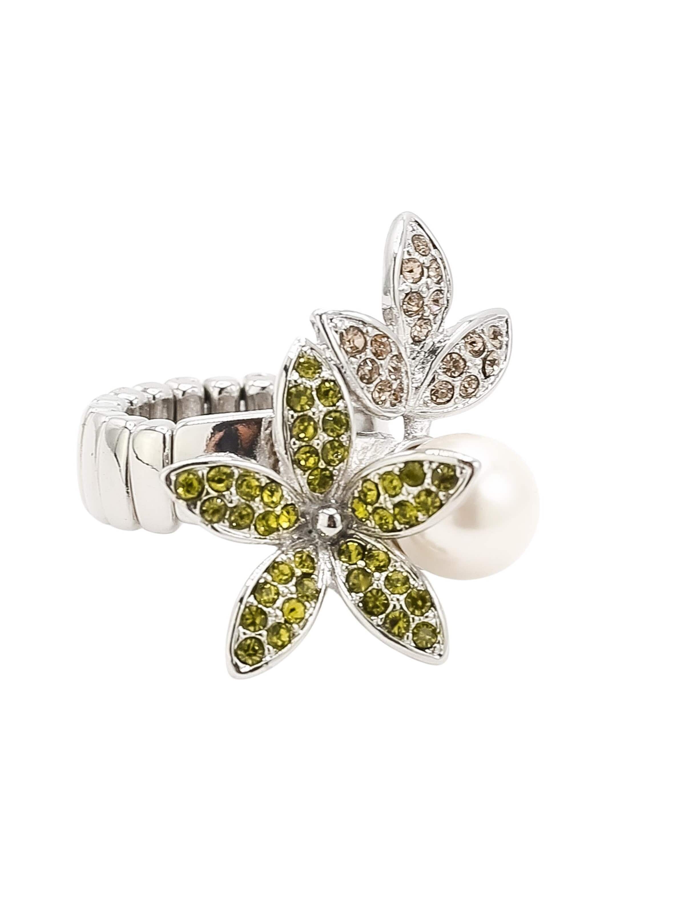 COLLEZIONE ALESSANDRO Ring 'Blütenzauber' in Green: front