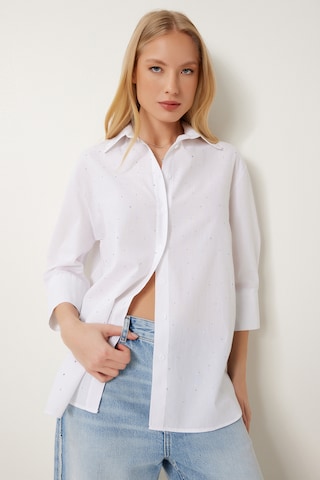 Happiness İstanbul Bluse i hvid: forside