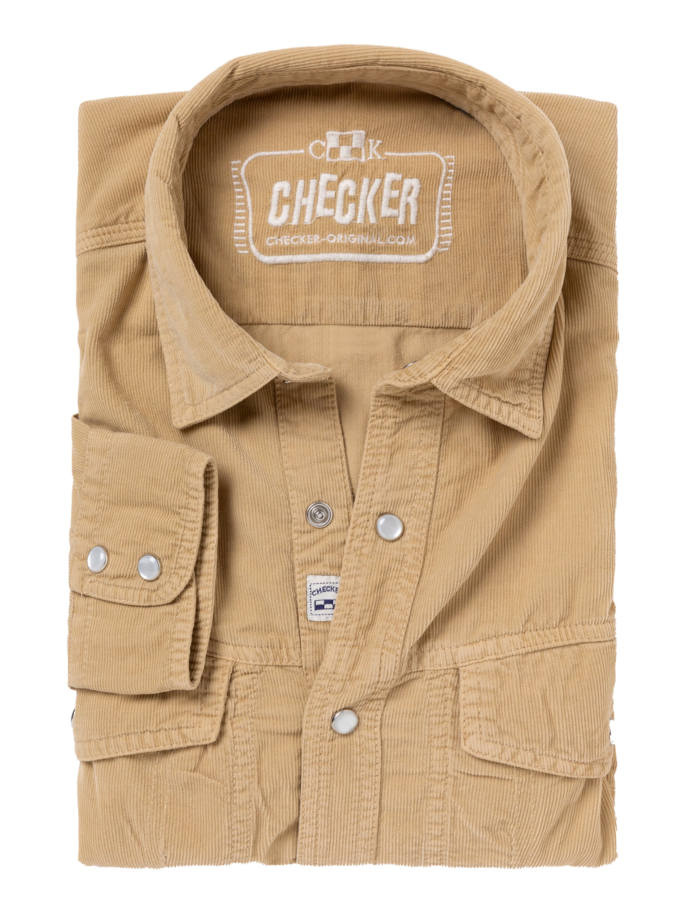Coupe regular Chemise ' Dynasty Cord ' Checker en beige