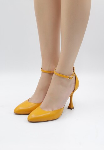 faina Дамски обувки на ток с отворена пета в оранжево