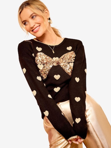 love & roses Pullover 'Sequin' in Schwarz: Vorderseite