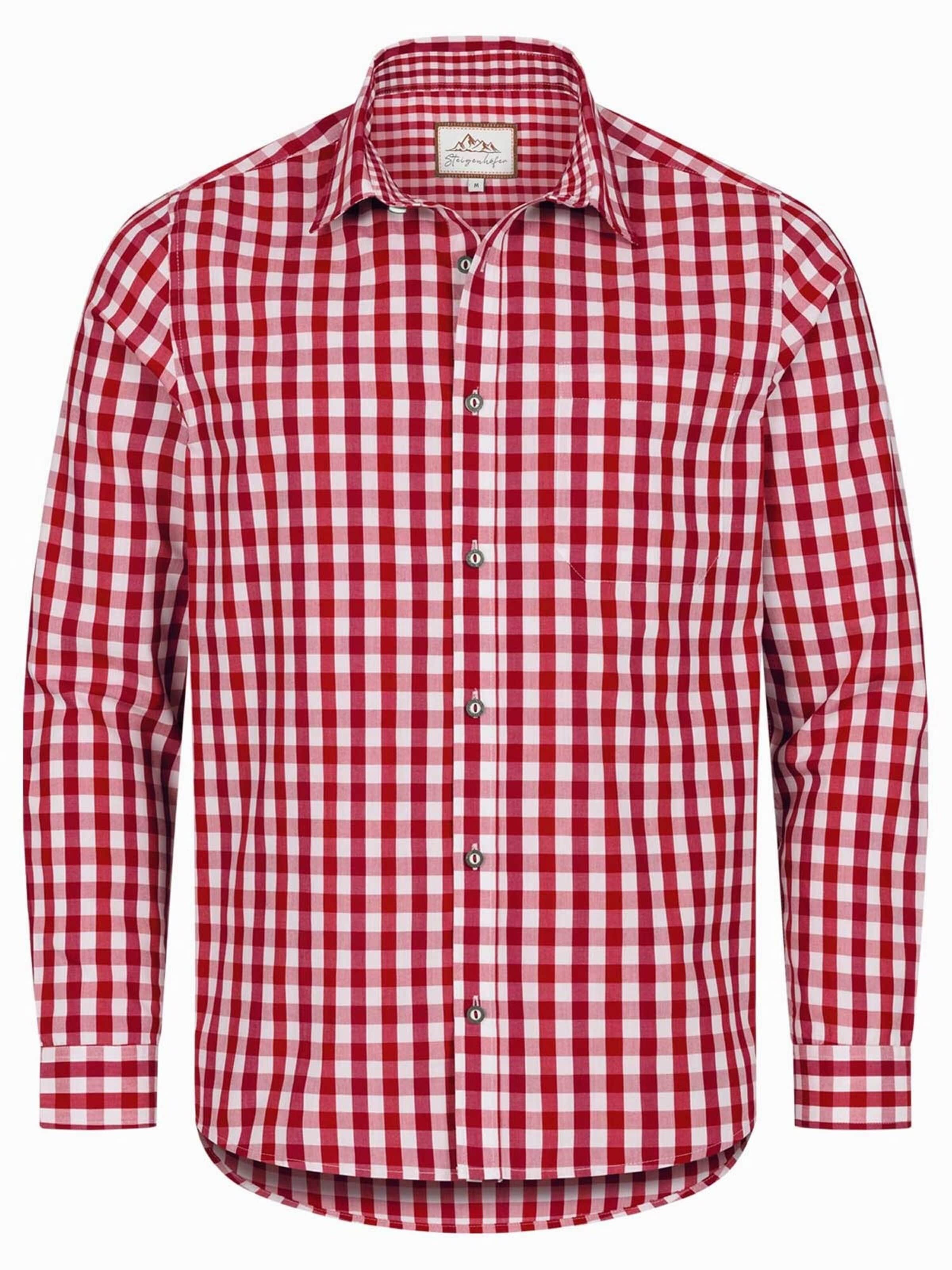 Steigenhöfer Regular Fit Trachtenhemd 'Steigenhöfer Basti Trachtenhemd'‌‌‌‌‌‌‌ in Rot: Vorderseite