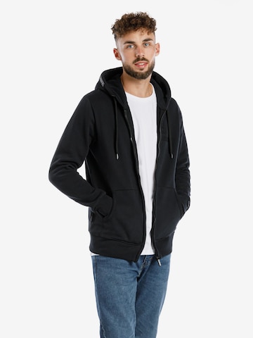 SPITZBUB Zip-Up Hoodie in Black: front