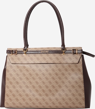 GUESS Cabas 'SESTRI CARRYALL' en beige / marron / or, Vue avec produit