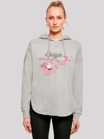 F4NT4STIC Sweatshirt 'Christmas Sleigh all day Santas Reindeers' in Grijs: voorkant