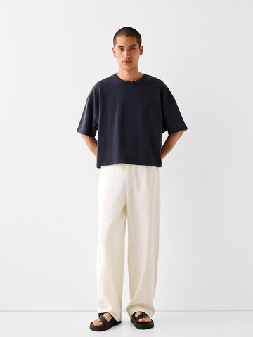 Bershka Wide Leg Hose in Weiß
