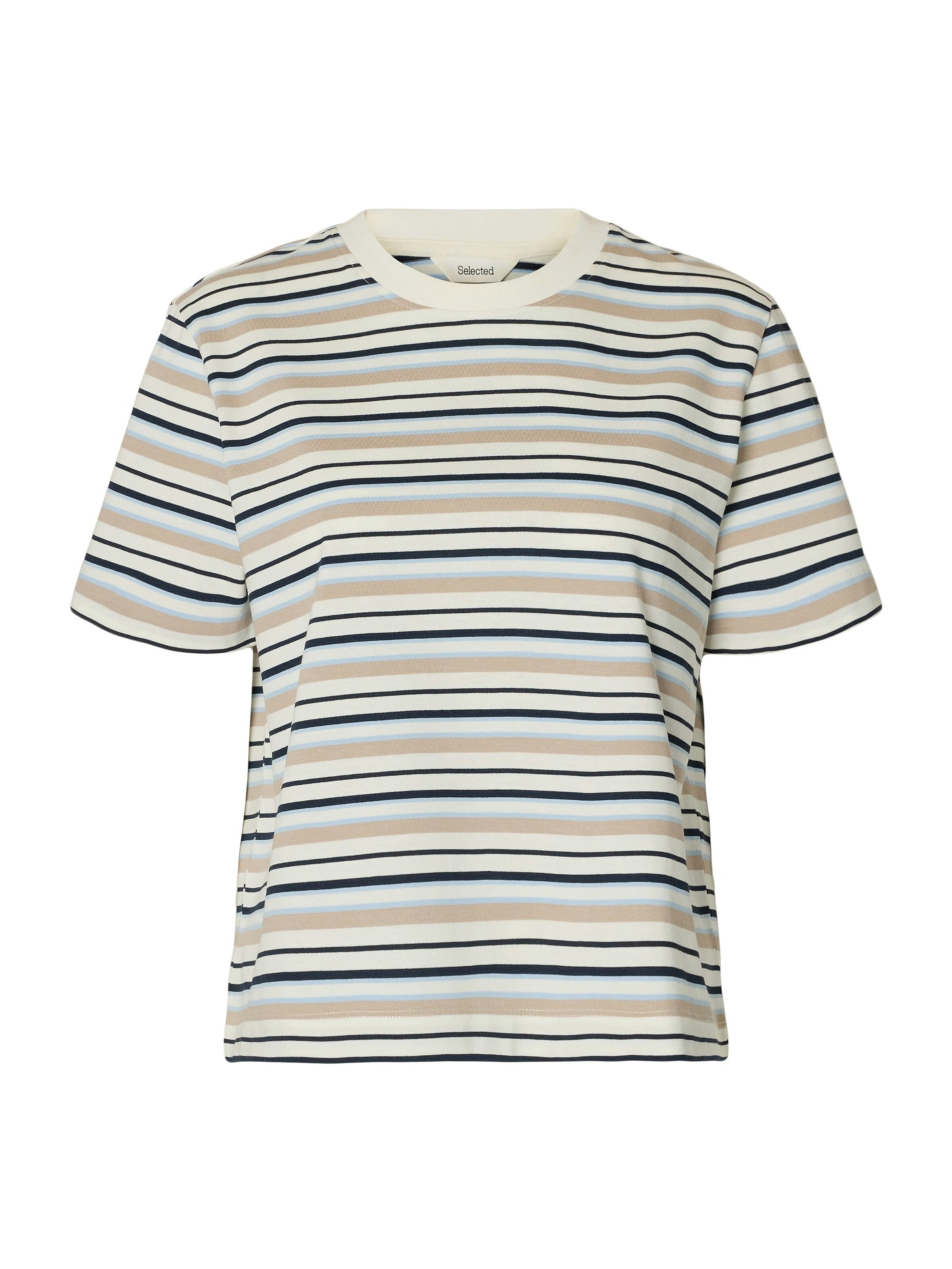 SELECTED Тениска 'SLFESSENTIAL' в бежово: отпред