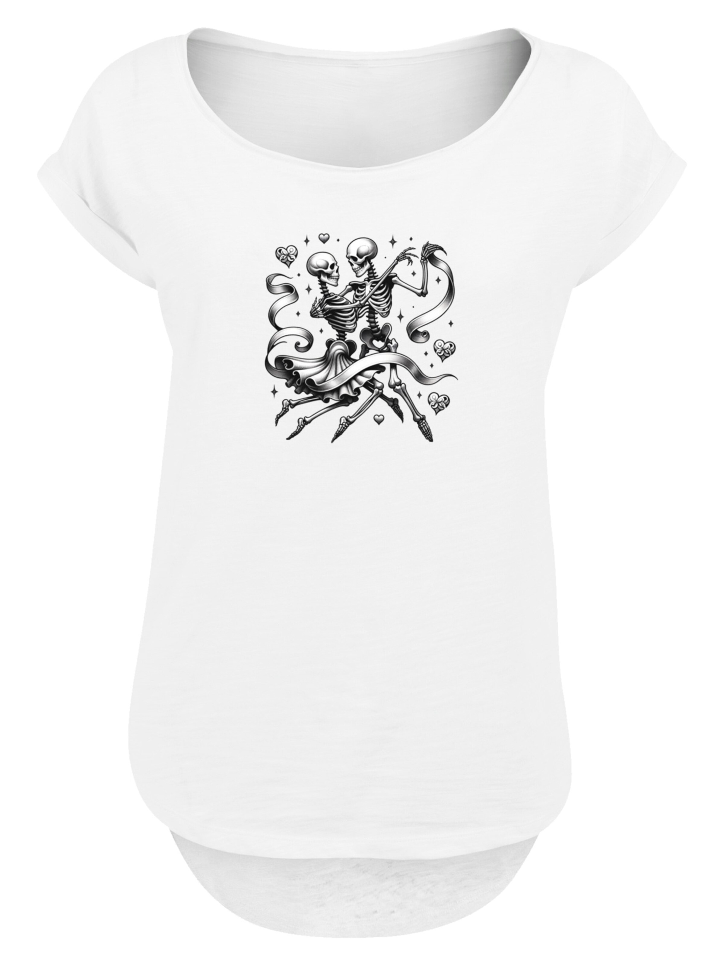 F4NT4STIC Shirt 'Skelettpaar Tanzt Mit Band' in White: front