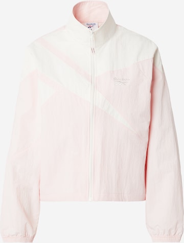 Reebok Φθινοπωρινό και ανοιξιάτικο μπουφάν σε ροζ: μπροστά