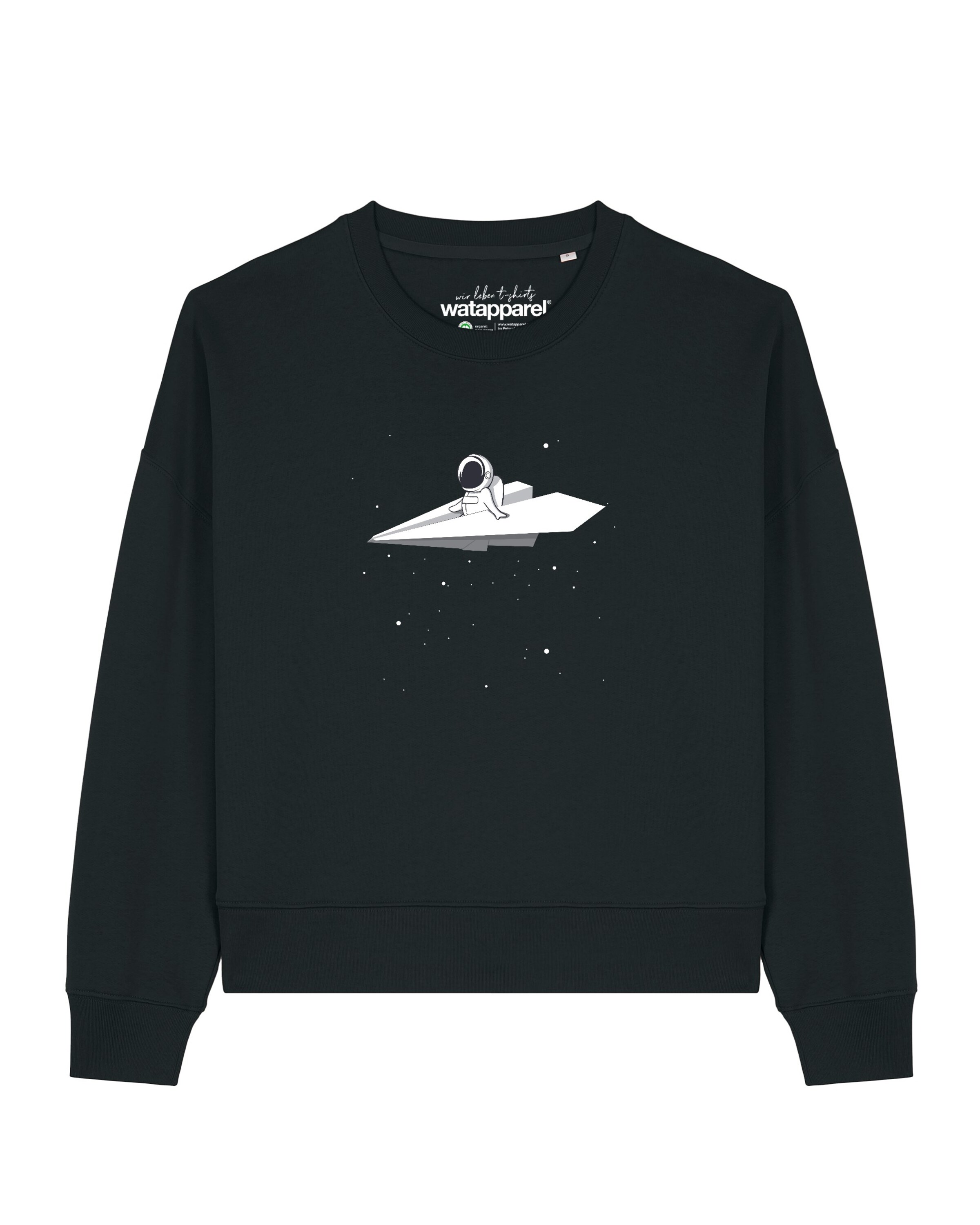 Sweat-shirt 'Fly me to the moon ' Watapparel en noir : devant